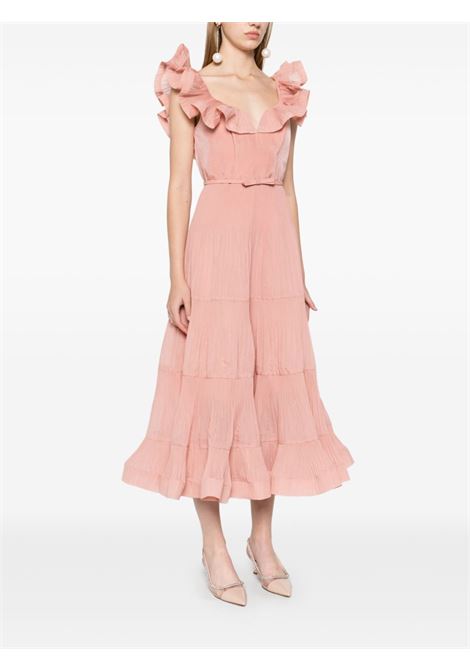 Pink pleated frilled midi dress Zimmermann - women ZIMMERMANN | 2477DR25RLIP