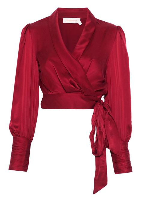 Blusa cropped in seta rossa Zimmermann - donna