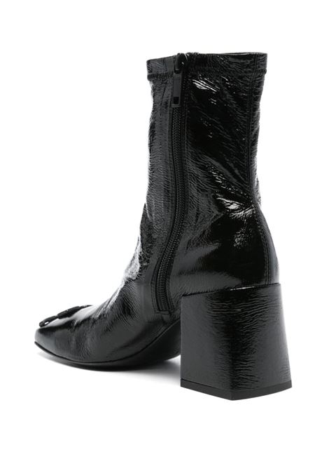 Black logo-appliqué patent leather boots Courrèges - women COURRÈGES | PERSAB021VY00159999