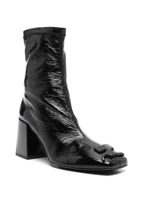 Black logo-appliqué patent leather boots Courrèges - women COURRÈGES | PERSAB021VY00159999